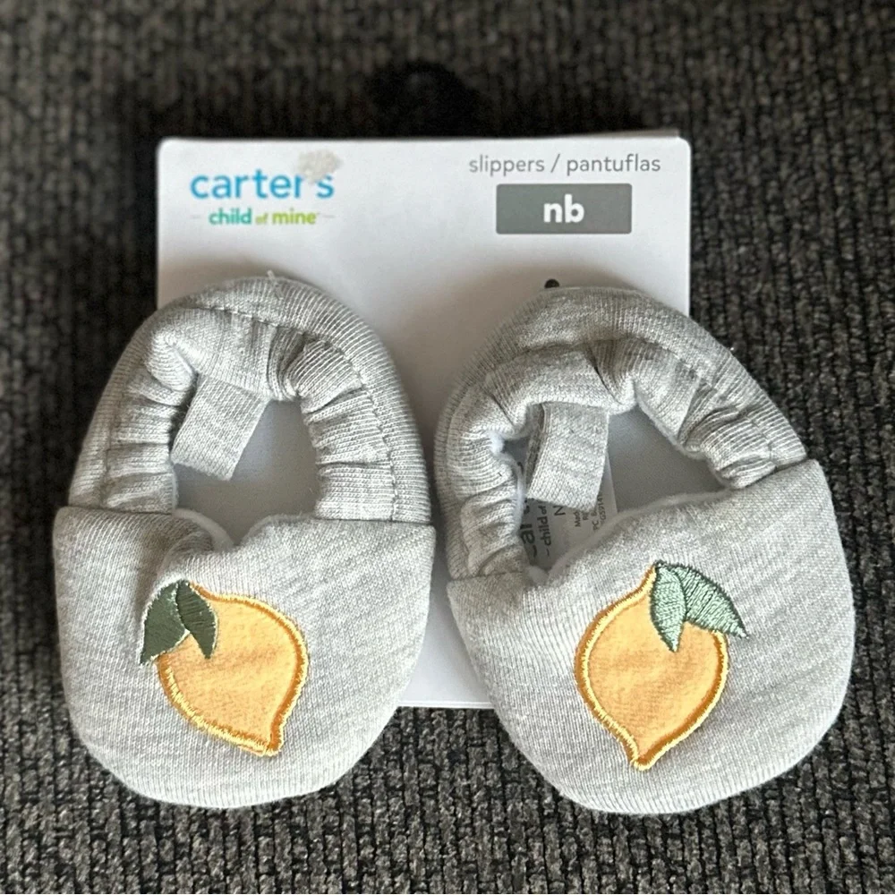 Carters child of mine Newborn baby lemon slippers